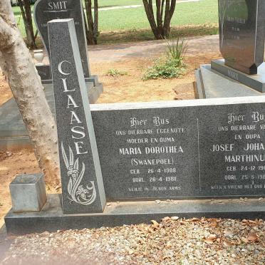 CLAASE Josef Johannes Marthinus 1900-1984 &amp; Maria Dorothea SWANEPOEL 1908-1981