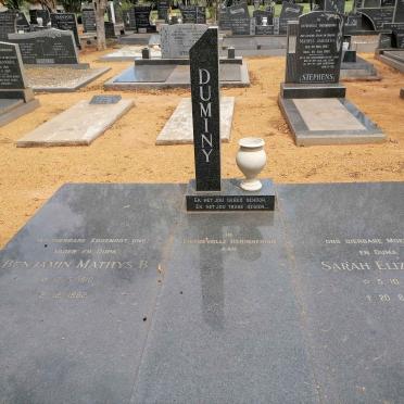 DUMINY Benjamin Mathys B. 1916-1982 &amp; Sarah Elizabeth 1920-1990