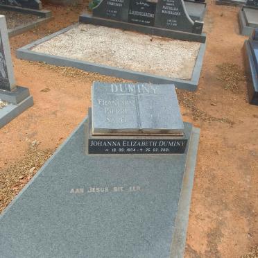 DUMINY Francois Pierre Sarel 1898-1981 &amp; Johanna Elizabeth 1904-2001