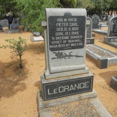 GRANGE Pieter Carl, le 1920-1949