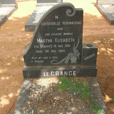 GRANGE Martha Elizabeth, le nee FAURE 1881-1964