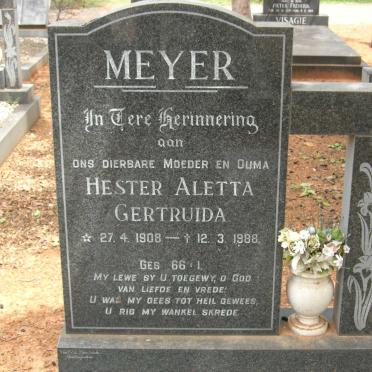MEYER Hester Aletta Gertruida 1908-1988