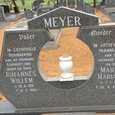 MEYER Johannes Willem 1931-1992 &amp; Maryna Maria F.P. 1936-2014
