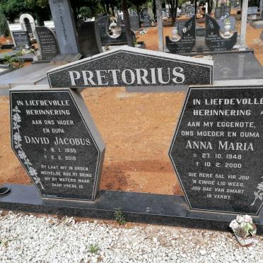 PRETORIUS David Jacobus 1935-2018 &amp; Anna Maria 1948-2000