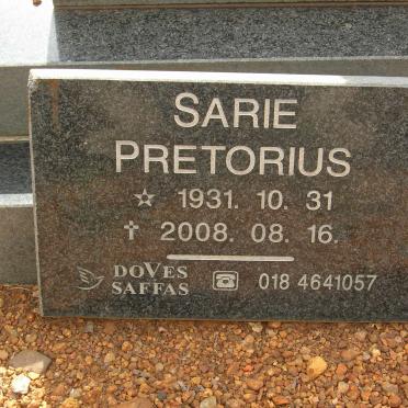 PRETORIUS Petrus J. 1926-2018 &amp; Susara C.A.C. STEENBERG 1931-2008
