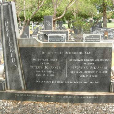 PRETORIUS Petrus Johannes 1890-1982 &amp; Frederika Elizabeth J. VAN RENSBURG 1891-1969