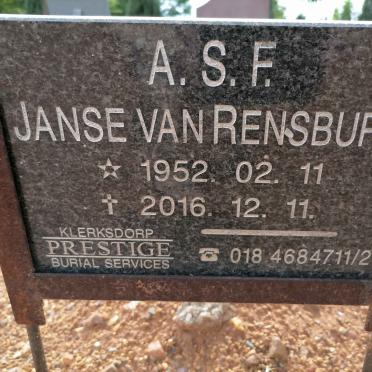 RENSBURG A.S.F., Janse van 1952-2016