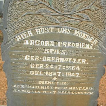SPIES Jacoba Fredrieka nee OBERHOLZER 1864-1947