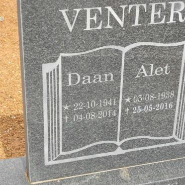 VENTER D.J.M. 1941-2014 &amp; Alet 1938-2016