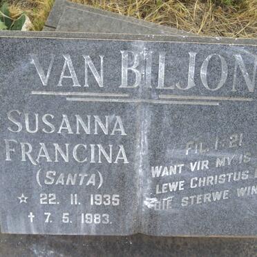 BILJON Susanna Francina, van 1935-1983