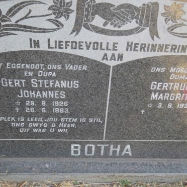 BOTHA Gert Stefanus Johannes 1926-1983 &amp; Gertruida Magrita 1934-