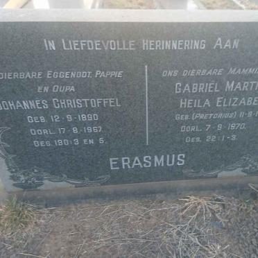 ERASMUS Johannes Christoffel 1890-1967 &amp; Gabriël Marthunis Heila Elizabeth PRETORIUS 1901-1970