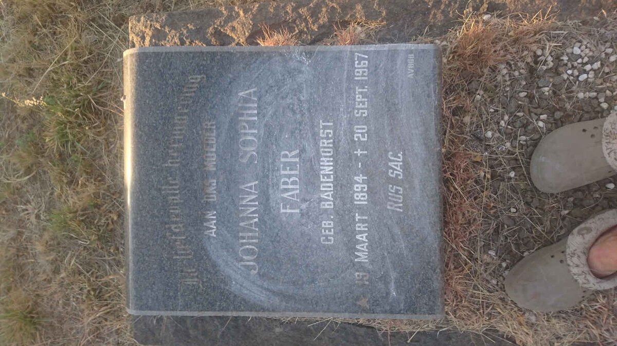 FABER Johanna Sophia nee BADENHORST 1894-1967