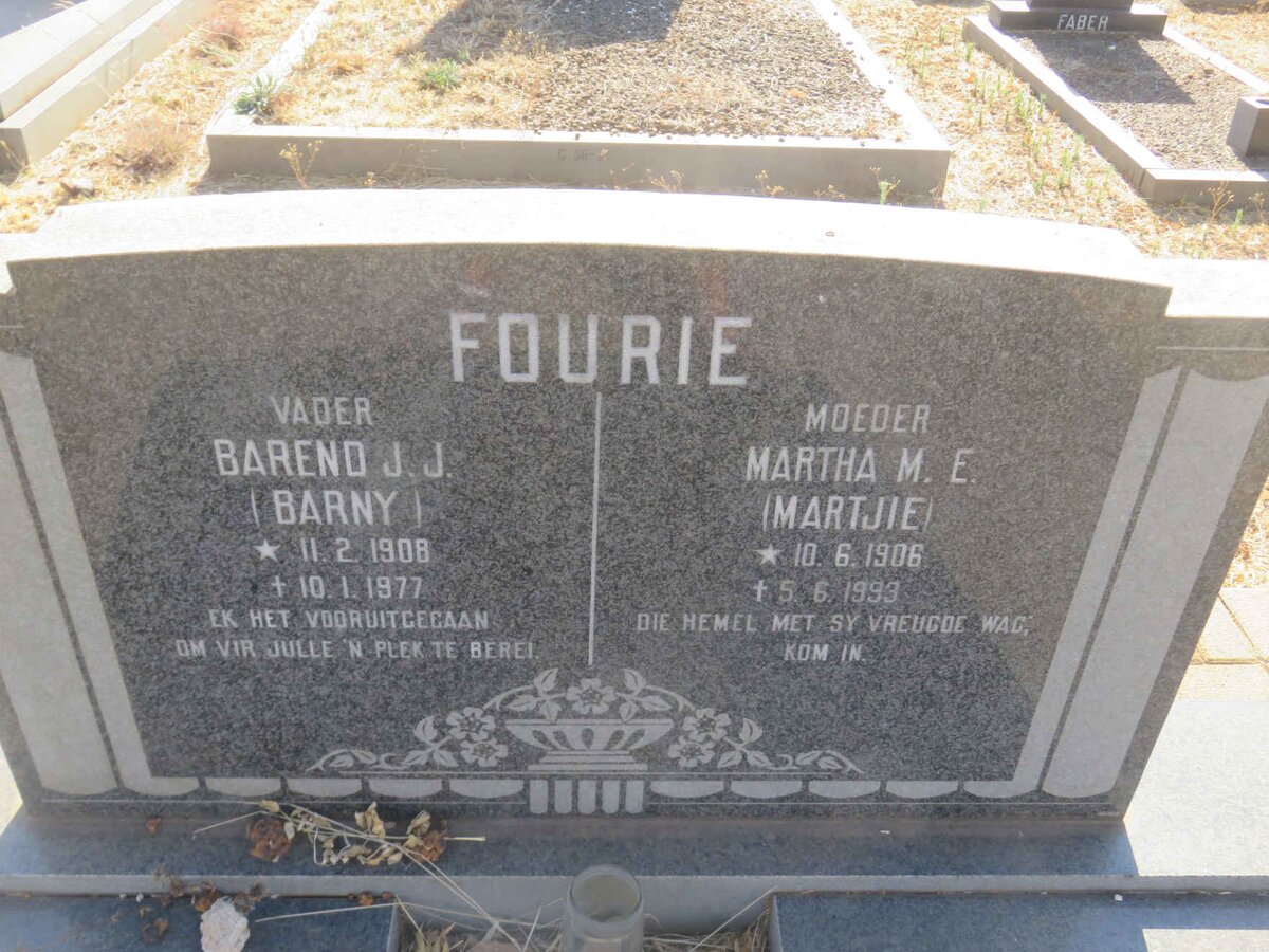 FOURIE Barend J.J. 1908-1977 &amp; Martha M.E. 1906-1993