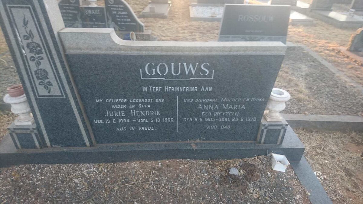 GOUWS  Jurie Hendrik 1894-1966 &amp; Anna Maria BEYTELL 1905-1970