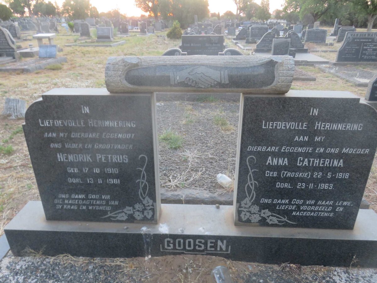 GOOSEN Hendrik Petrus 1910-1981 &amp; Anna Catherina TROSKIE 1918-1963