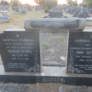 GOOSEN Hendrik Petrus 1910-1981 &amp; Anna Catherina TROSKIE 1918-1963