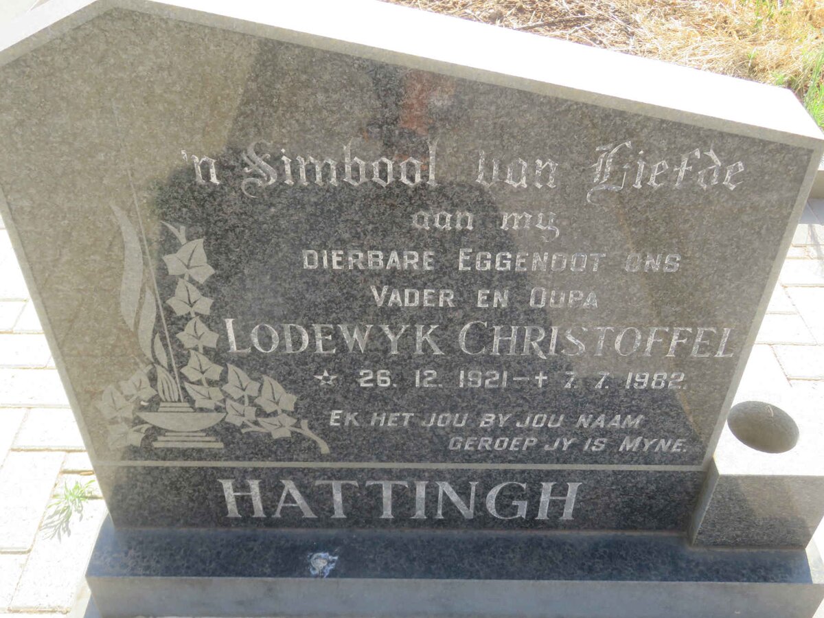 HATTINGH Lodewyk Christoffel 1921-1982 &amp; Aletta Catharina 1928-2003
