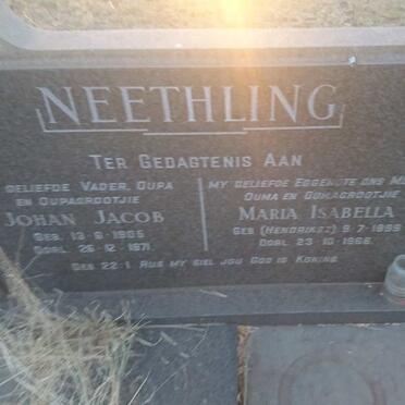 NEETHLING Johan Jacob 1905-1971 &amp; Maria Isabella HENDRIKSZ 1899-1966