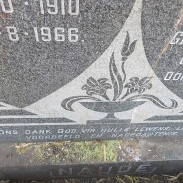 NAUDE Stephanus Petrus 1910-1966 &amp; Johanna Elizabeth Muriel TERREBLANCHE 1912-1966