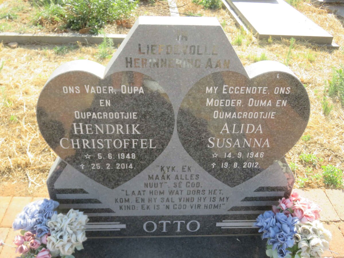 OTTO Hendrik Christoffel 1948-2014 &amp; Alida Susanna 1946-2012