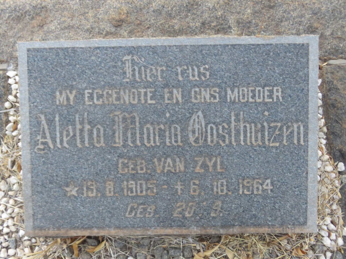 OOSTHUIZEN Aletta Maria nee VAN ZYL 1905-1964