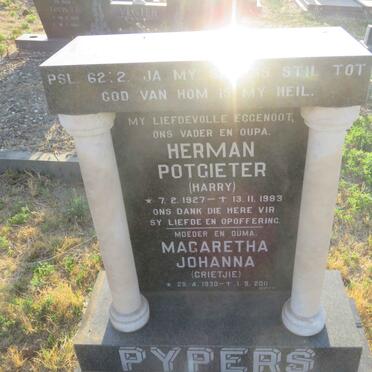 PYPERS Herman Potgieter 1927-1983 &amp; Magaretha Johanna 1930-2011