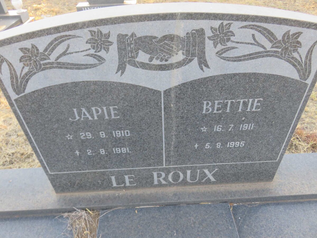 ROUX Japie, le 1910-1981 &amp; Bettie 1911-1995