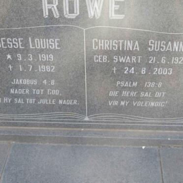 ROWE Jesse Louise 1919-1982 &amp; Christina Susanna SWART 1922-2003