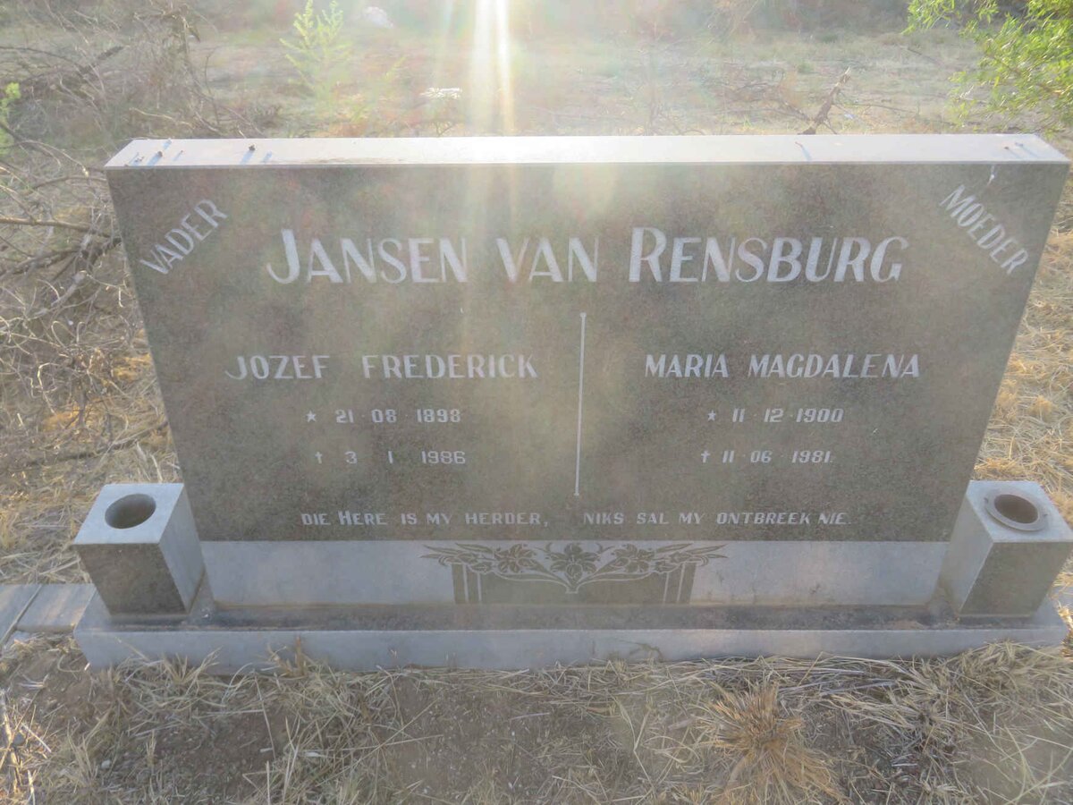 RENSBURG Jozef Frederick, Jansen van 1898-1986 &amp; Maria Magdalena 1900-1981