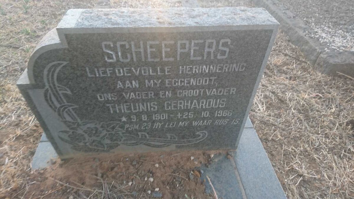 SCHEEPERS Theunis Gerhardus 1901-1966