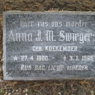 SWIEGERS Anna J.M. nee KOEKEMOER 1900-1965
