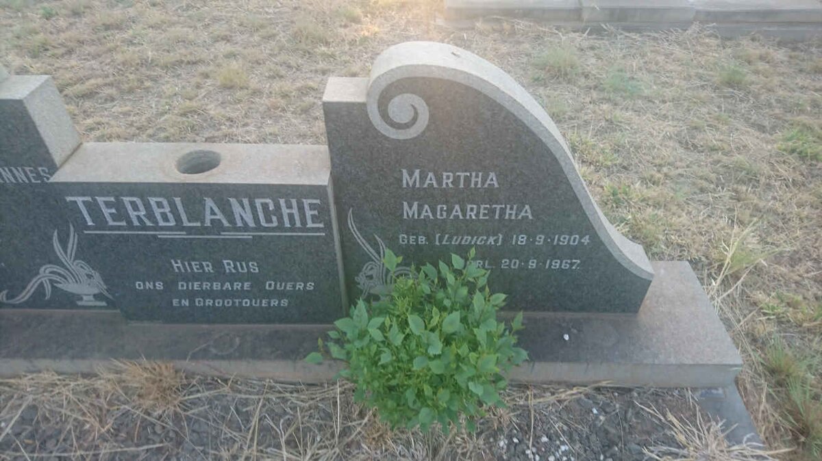 TERBLANCHE Joachim Johannes Prinsloo 1897-1970 &amp; Martha Magaretha LUDICK 1904-1967