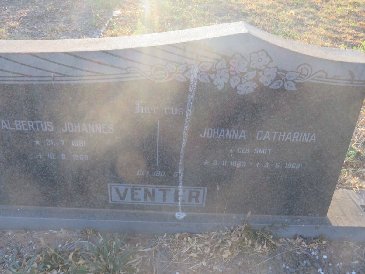 VENTER Albertus Johannes 1881-1969 &amp; Johanna Catharina SMIT 1883-1968