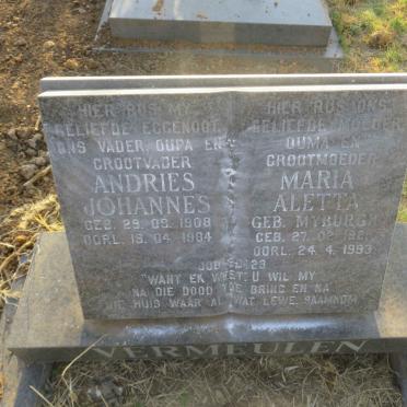 VERMEULEN Andries Johannes 1908-1994 &amp; Maria Aletta MYBURGH 1921-1993