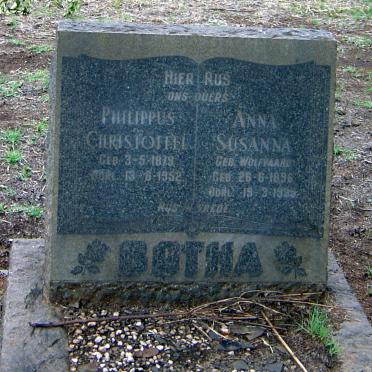 BOTHA Philippus Christoffel 1879-1952 &amp; Anna Susanna WOLFVAARD 1896-1939