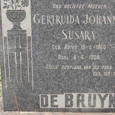 BRUYN Gertruida Johanna Susara, de nee BOTES 1860-1936
