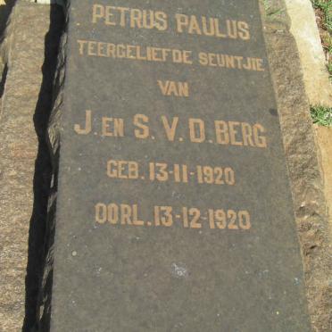 BERG Petrus Paulus, v.d. 1920-1920