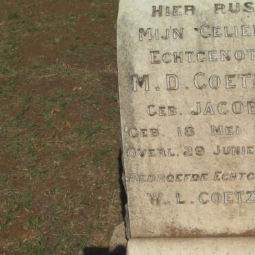 COETZEE M.D. nee JACOBS 1898-1920