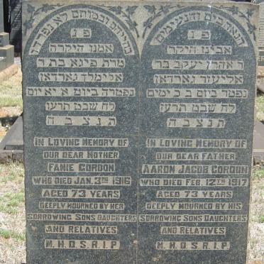 GORDON Aaron Jacob -1917 &amp; Fanie -1916 