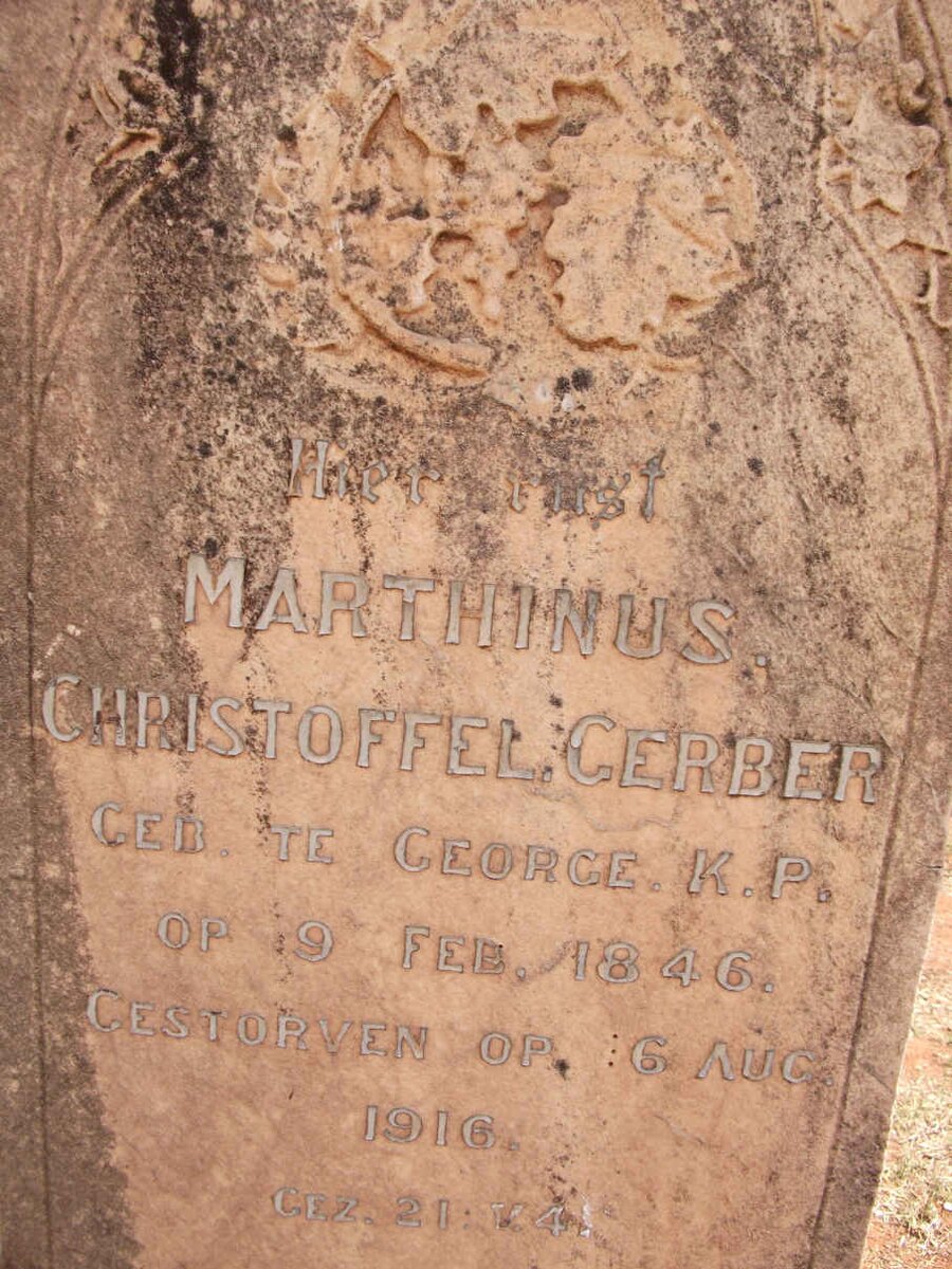 GERBER Marthinus Christoffel 1946-1916