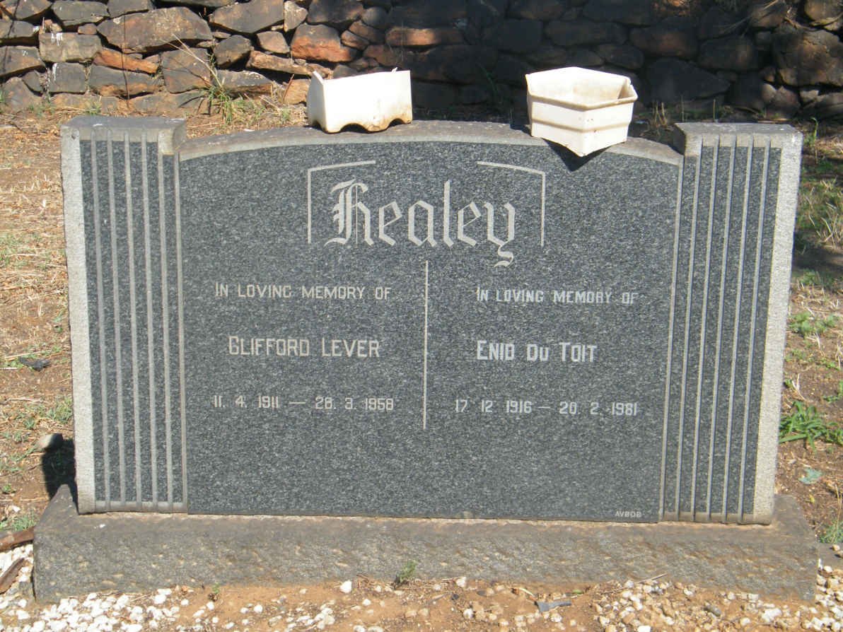 HEALEY Clifford Lever 1911-1958 &amp; Enid Du TOIT 1916-1981