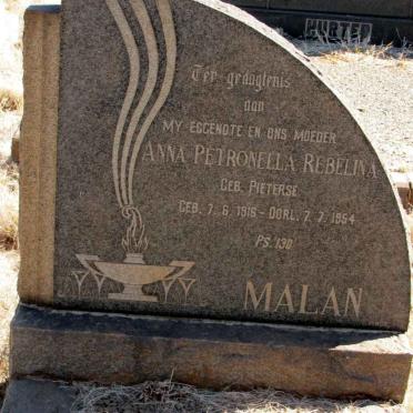 MALAN Anna Petronella Rebelina nee PIETERSE 1916-1954