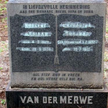 MERWE Burgert Adriaan, van der -1938 &amp; Catharina Susanna HAMILTON 1892-1957