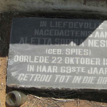 NESER Aletta Sophia nee SPIES -1935