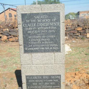 NESER Claude Ernest 1888-1929 &amp; Elizabeth May TAYLOR 1896-1979