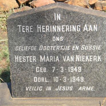 NIEKERK Hester Maria, van 1949-1949