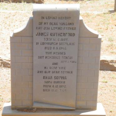 RUTHERFORD James 1868-1945 &amp; Anna Sophia BURGER 1892-1968