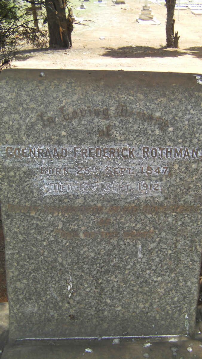 ROTHMAN Coenraad Frederick 1847-1912