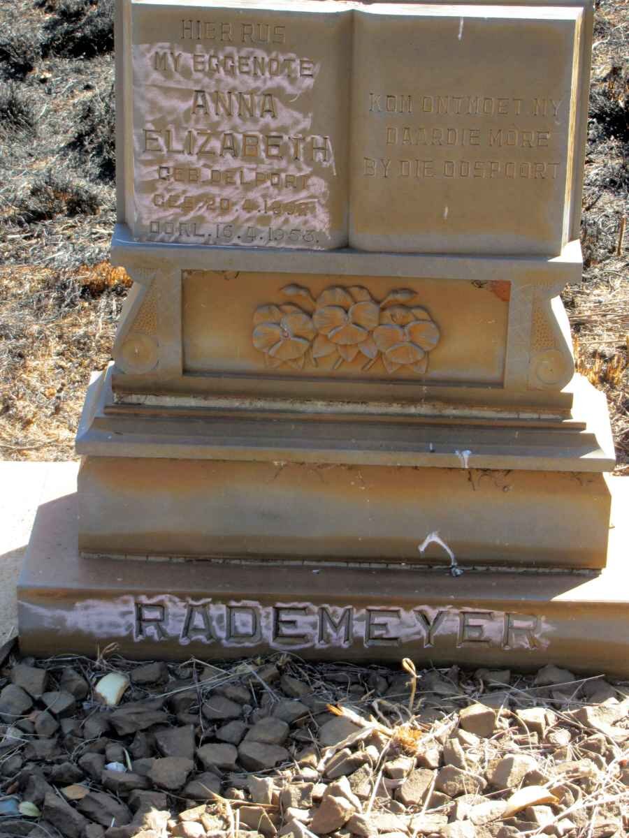 RADEMEYER Anna Elizabeth nee DELPORT 1892-1953